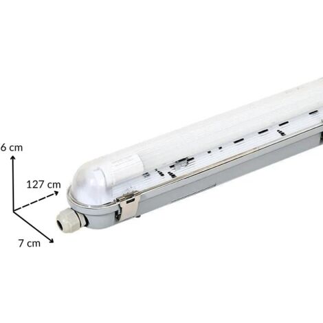 Kit de Réglette LED étanche + Tube Néon LED 120cm T8 18W - Unité