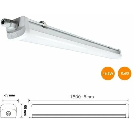 Réglette LED étanche 150cm 46.5W 120lm/W - Blanc Neutre 4000K - 5500K - SILAMP