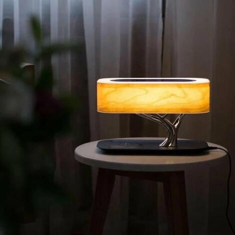 Lampe de Chevet Ronde Horizon avec Enceinte & Chargeur Sans fil