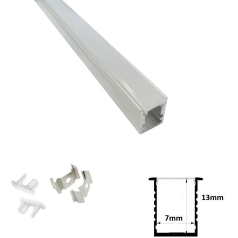 Profilé Aluminium Large Encastrable 2m pour Ruban LED - Cache Opaque Blanc  - SILAMP