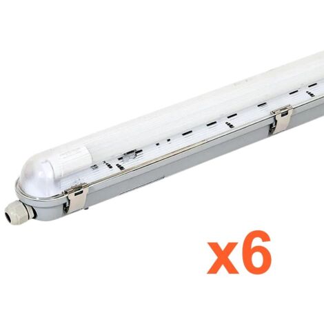 Kit de Réglette LED IP65 + Tube Néon LED 120cm T8 18W (Pack de 6) - Blanc Froid 6000K - 8000K - SILAMP