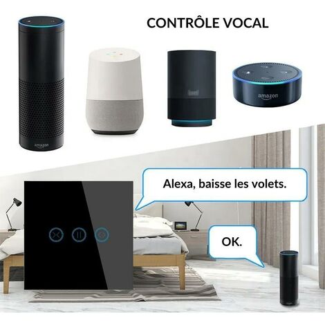 Interrupteur pour Volet Roulant Connecté Wifi Tactile Noir - SIL