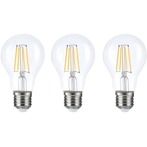 Pack de 3 Ampoules LED E27 A60 3.8W Filament Classe Énergétique A - Blanc Chaud - SILUMEN (1/5)
