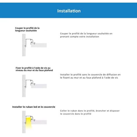 Profilé en aluminium pour carrelage LED 2 m Avec Cache Carrelage