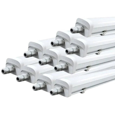 Pack de 10 - Réglette LED étanche 60cm 15W IP66 120lm/w - Blanc Froid 6000K - 8000K - SILAMP