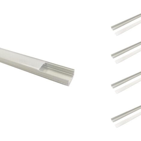 10x1m Profilé Aluminium LED Angle Anodisé Diffuseur laiteux pour Ruban  Bande LED Couvercle Blanc Opaque Forme en V - argent