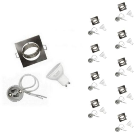Kit Spot LED Encastrable + Ampoule LED GU10 5W Blanc Chaud + Douille GU10