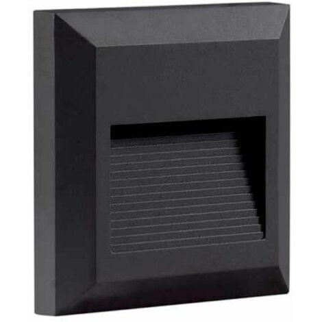 Balise LED saillie Carré 2W 220V 55° Noire IP65 pour Escalier - Blanc Neutre 4000K - 5500K - SILAMP