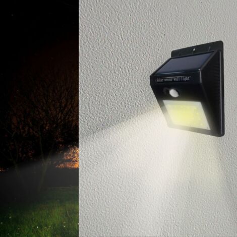 Applique murale Solaire LED Noire 0.55W avec Détecteur de Mouvement (48 LED) - Blanc Froid 6000K - 8000K - SILAMP