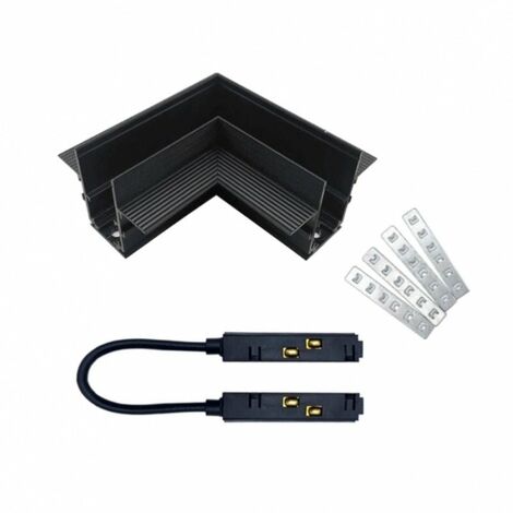 Connecteur Angle 90° pour Rail Magnétique Encastré Noir + Connecteur Souple - SILAMP (1/4)