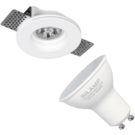 Kit Spot LED GU10 encastrable Rond Blanc avec une ampoule 8W