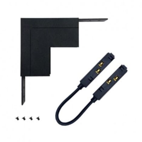 Connecteur Angle Rentrant pour Rail Magnétique en Saillie Noir + Connecteur Souple - SILAMP (1/3)