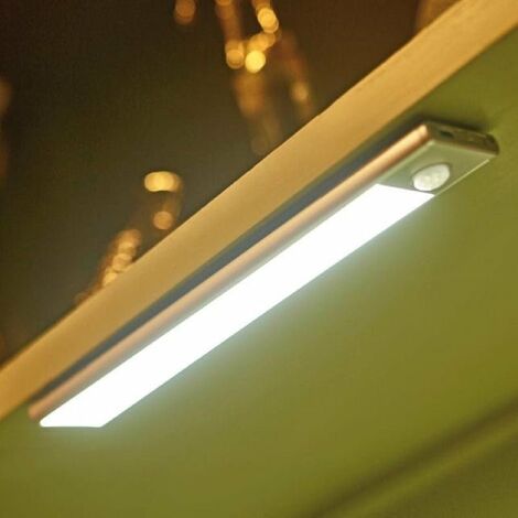 Réglette LED Rechargeable USB 24cm IP40 avec Détecteur de mouvement - Blanc Neutre 4000K - 5500K - SILAMP