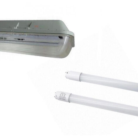 Kit de Réglette LED étanche Double IP65 + 2 Tubes T8 120cm 18W -