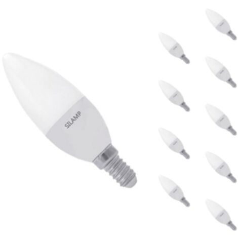 Pack de  10 - Ampoule LED E14 8W 220V C37 180° - Blanc Neutre 4000K - 5500K - SILAMP