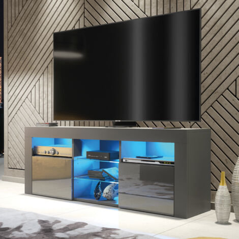 Pulse TV Unit 145cm - Dark Grey with Gloss Doors & LED (1/5)