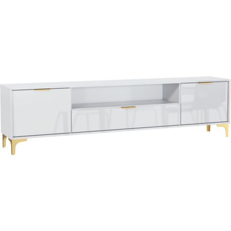 TV Unit 200cm Luxury Modern Stand Cabinet White High Gloss