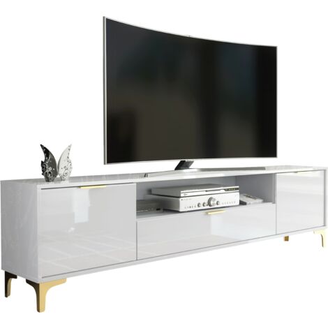 TV Unit 200cm Luxury Modern Stand Cabinet White High Gloss