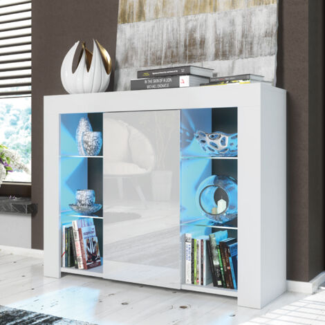 Harbor Sideboard 97cm - White with Gloss Doors & LED