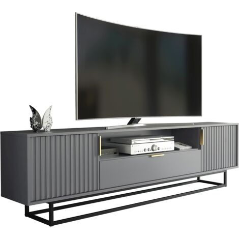 TV Unit 200cm Loft Retro Milled Fronts TV Stand Vintage Cabinet