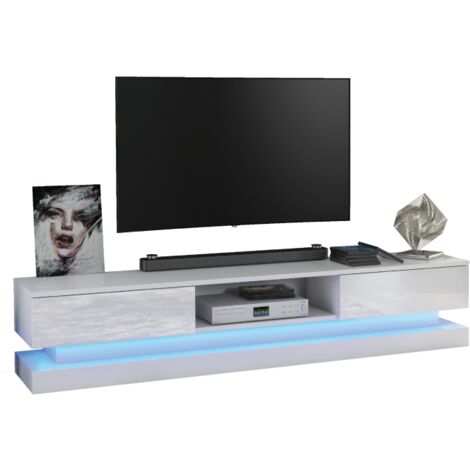 TV Unit 180cm Sideboard Cabinet Cupboard TV Stand Living Room High Gloss Doors - White
