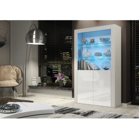 Sideboard 170cm White Display Cabinet Modern Stand Gloss Doors Free