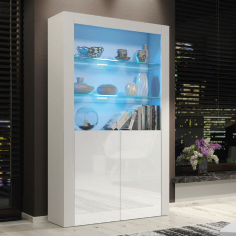 Sideboard 170cm White Display Cabinet Modern Stand Gloss Doors Free