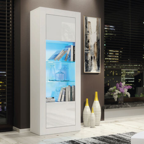 Sideboard 170cm White Display Cabinet Modern Stand Gloss Doors Free