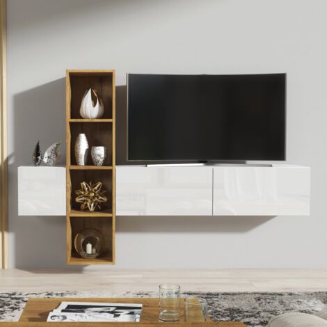 TV Unit 180 cm Modern Wall TV Stand Living Room Cabinet Gloss Doors