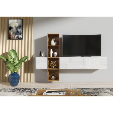 TV Unit 180 cm Modern Wall TV Stand Living Room Cabinet Gloss Doors
