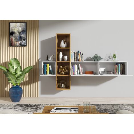 TV Unit 180 cm Modern Wall TV Stand Living Room Cabinet Gloss Doors