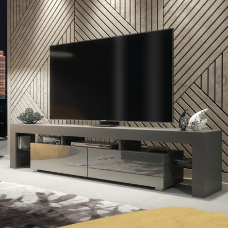 Nova TV Unit 200cm - Dark Grey with Gloss Doors