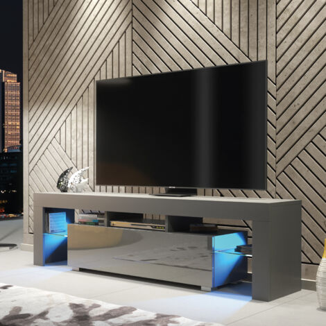 Aria TV Unit 160cm - Dark Grey with Gloss Doors & LED