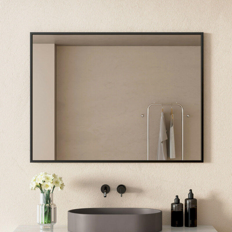 Boromal Runder Spiegel 60cm mit Schwarz Metallrahmen Klein Wandspiegel Rund  Bad Spiegel in Wohn- und Badezimmer