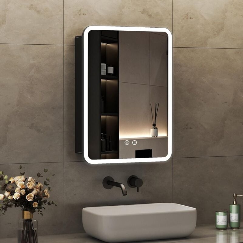 VEVOR Medizinschrank Mit LED-Spiegel - 100x60cm, 3-farbig Dimmbar