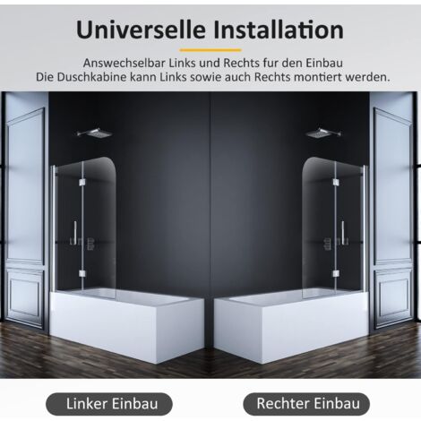 Boromal 100x140cm Badewannenaufsatz Duschtrennwand 2teilig Faltbar Duschwand fuer Badewanne Glas Sicherheitsglas Badewannenfaltwand Duschabtrennung Faltwand