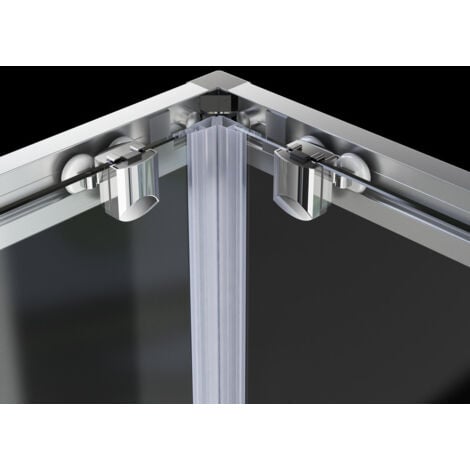 Boromal Duschkabine 75x75 Duschabtrennung Eckdusche Dusche Falttür 5mm Eckeinstieg Glas Dusche ESG 185cm Schiebetür