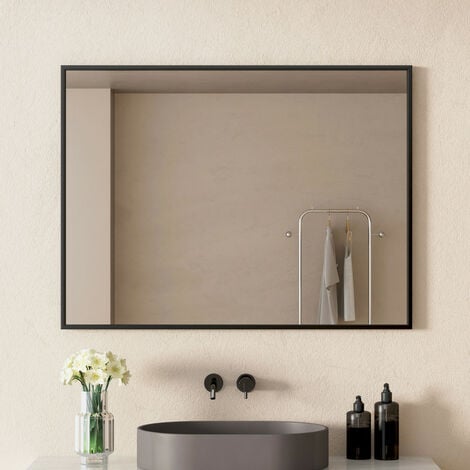 50x70/70x50cm Schwarz Spiegel Wandspiegel Rechteckig Metallrahmen