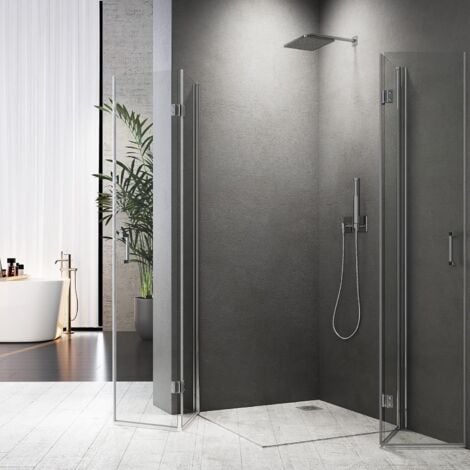 Boromal Duschkabine Falttür Eckeinstieg duschabtrennung glas Duschwand Dusche NANO ESG 90x90x195cm