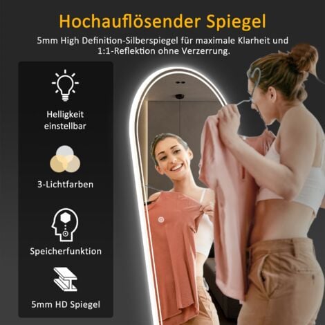 Ganzkörperspiegel led Standspiegel mit Beleuchtung 140x40cm Wandspiegel Groß Spiegel Ganzkörper für Schlafzimmer Badezimmer Wohnzimmer
