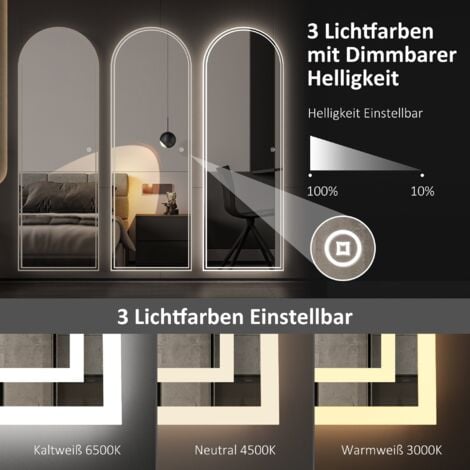 Ganzkörperspiegel led Standspiegel mit Beleuchtung 140x40cm Wandspiegel Groß Spiegel Ganzkörper für Schlafzimmer Badezimmer Wohnzimmer