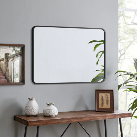 Wandspiegel Schwarz 50x70 cm Rechteckig Wand Spiegel Bad für Flur, Wohnzimmer, Bad oder Garderobe
