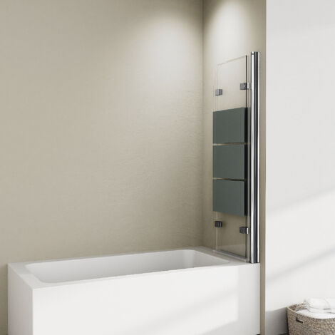 Badewannenaufsatz 140x140cm Duschabtrennung Duschwand für Badewanne 3-teilig Faltbar Gestreift Glas Badewannen 5mm EGS Sicherheitsglas, Streifenmuster Duschtrennwand Trennwand Badewannenwand