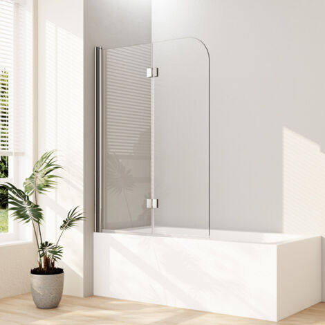 110 x 140 cm Badewannenaufsatz 2-teilig Duschabtrennung Badewanne Duschwand für Badewanne Faltbar Badewannenfaltwand 6 mm Nano Glas 