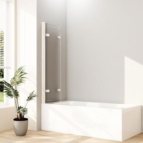 Duschwand Für Badewanne 120x140 Cm – 3-teilig Faltbar, 6 Mm ESG-Sicherheitsglas, Nano-Beschichtung