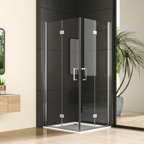 Boromal Duschkabine 80 x 80 x 195 cm Eckeinstieg Doppel Falttür 180º Falttürkabine 6mm ESG Glas Eckig Drehfalttür Dusche Duschwand Duschabtrennung (1/5)