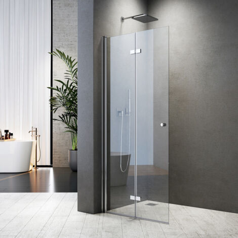 Walk-in Faltbar Duschwand 120x185cm Walk-in Dusche Duschwand Glas Falttuer Falttür Faltwand Drehfalttür Faltdusche Glaswand Duschfaltwand 6mm ESG Sicherheitsglas