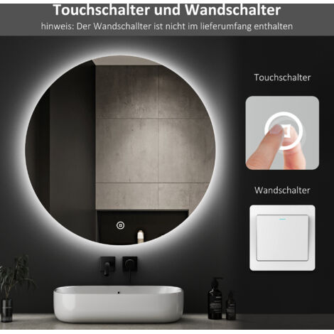 S'bagno Rundspiegel Mit LED-Beleuchtung – Schwarzer Metallrahmen, 3 Farbtemperaturen Dimmbar, Antibeschlag, IP44, Fürs Badezimmer