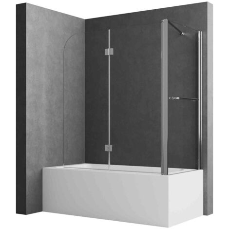 Duschwand für Badewanne mit Seitenwand Badewannenaufsatz 2-teilig faltbar Duschwand Badewanne 120x75x140cm Badewannenaufsatz mit Seitenwand aus 6mm ESG Sicherheitsglas