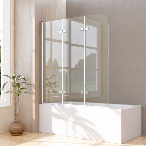 Duschwand für Badewanne 3-teilig 140x140cm faltbar Duschwand Badewannenaufsatz Duschtrennwand Duschabtrennung Badewanne mit 6mm Nano Glas